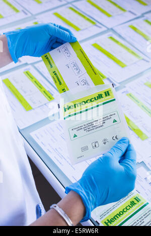 Hemoccult test in laboratory. Stock Photo