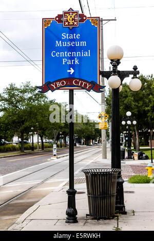 State Museum Centennial Park signpost  in Ybor City Tampa FL Stock Photo