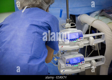 Anesthesia issued by a pump. Stock Photo