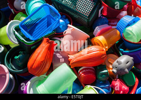 Plastic products used throughout the home and in domestic life Stock Photo