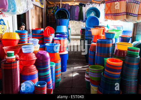 Plastic products used throughout the home and in domestic life Stock Photo