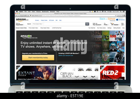 Amazon Prime Instant Video (formerly LoveFilm Instant), viewed on a 13' Apple MacBook Pro Retina computer, UK Stock Photo
