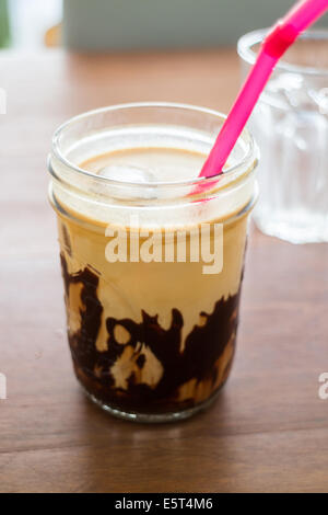 Iced coffee with chocolate sauce, stock photo Stock Photo