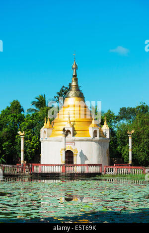 South East Asia, Myanmar, Bago, lakeside stupa Stock Photo