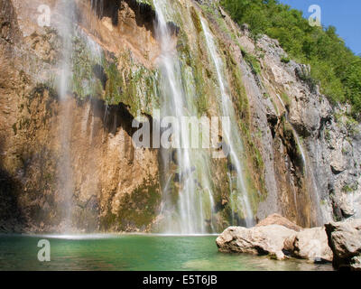 Big Waterfall (Veliki Slap) in the Plitvice Lakes National Park, Croatia. Stock Photo