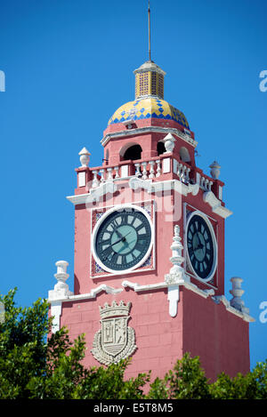 Clock tower Palacio Municipal Town Hall Merida Yucatan Mexico Stock Photo