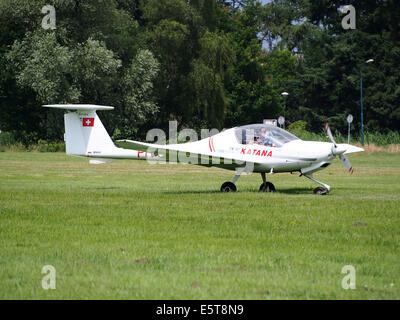 A small two-seater aircraft is in a hangar at the airport Stock Photo ...