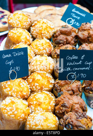 Delicious lemon and walnut cupcakes in British market Stock Photo