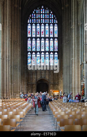 Visitors in the nave of the Canterbury Cathedral, UK Stock Photo