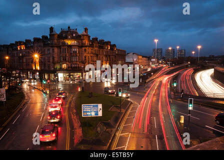 Early evening, night, picture of Charing Cross Junction with rush hour traffic. Stock Photo