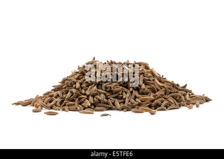 Pile of cumin seeds isolated on white background Stock Photo