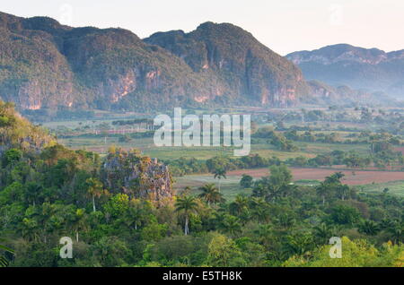 The Vinales Valley, UNESCO Site, bathed in early morning sunlight, Vinales, Pinar Del Rio, Cuba, West Indies, Caribbean