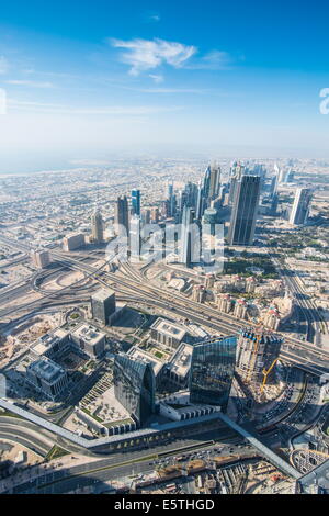 View over Dubai from Burj Khalifa, Dubai, United Arab Emirates, Middle East Stock Photo