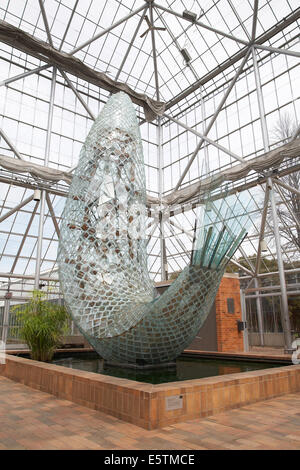 Standing glass fish sculpture by Frank Gehry (1986) at Minneapolis sculpture gardens, Minnesota, USA. Stock Photo