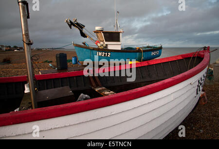 Fishing boats on the beach at Aldeburgh, Suffolk, UK Stock Photo