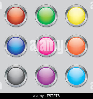 Round Web Buttons in Various Colours Stock Photo