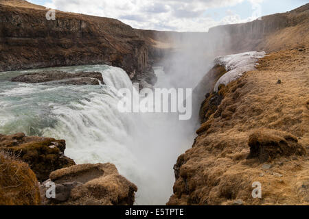 Gullfoss waterfall in spring, Iceland Stock Photo