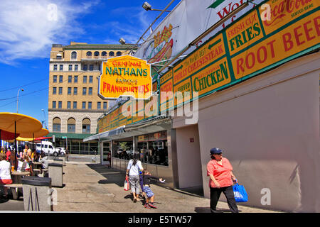 The original Nathans Famous restaurant Coney Island Brooklyn New York Stock Photo