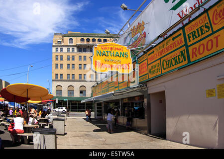 The original Nathans Famous restaurant Coney Island Brooklyn New York Stock Photo