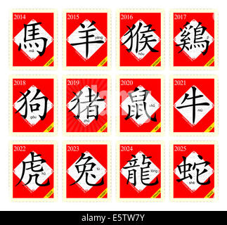 12 Chinese zodiac signs Stock Photo