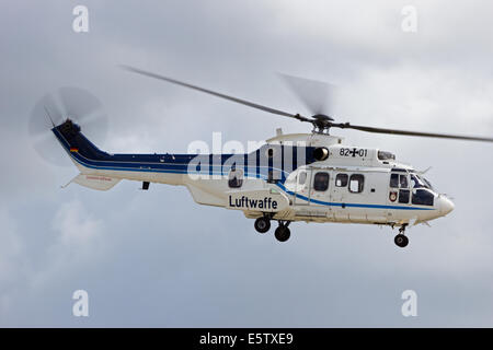 German Air Force Eurocopter AS-532 Cougar helicopter flying. Stock Photo