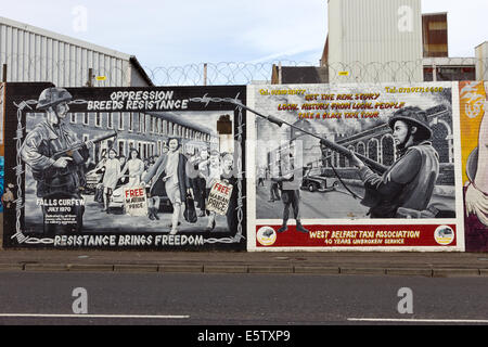 Political mural in Belfast, Northern Ireland. Falls Road is famous for its political murals.
