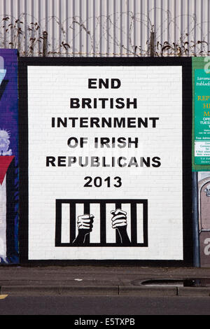 Political mural in Belfast, Northern Ireland. Falls Road is famous for its political murals.