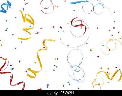 Streamers and confetti white and blue background Stock Photo - Alamy