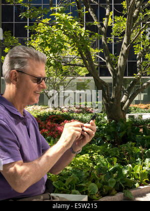 Mature Man Using Smartphone, USA Stock Photo