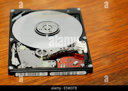 Mechanism of a hard drive, showing interior. Stock Photo