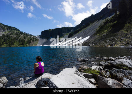 Iceberg Lake. Chain Lakes hiking trail, Mt. Baker-Snoqualmie National Forest, Washington, United States. Stock Photo