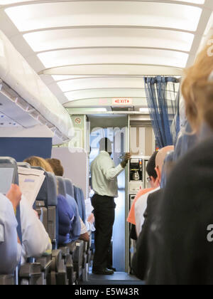 Aboard Commercial Airplane Flight Stock Photo