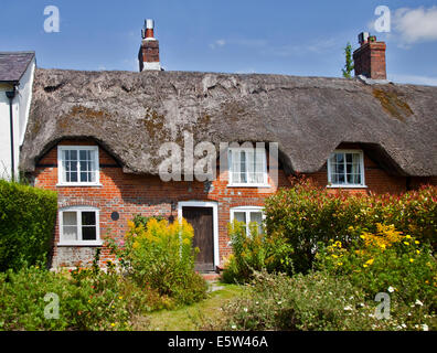 Thatched Cottages, Easton, Hampshire, England Stock Photo