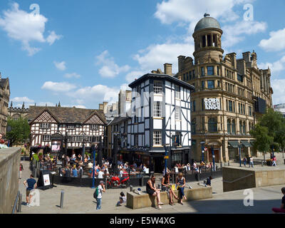 Pubs with Corn Exchange on Exchange Square Manchester UK Stock Photo