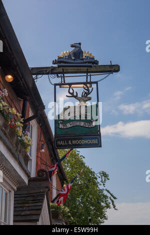 The White Hart pub sign Henfield Stock Photo