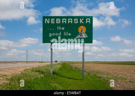 State of Nebraska welcome sign Stock Photo