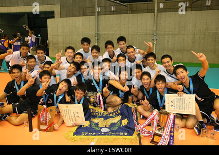 Tokyo Metropolitan Gymnasium, Tokyo, Japan. 6th Aug, 2014. Higashi Fukuoka team group, AUGUST 6, 2014 - Volleyball : 2014 All-Japan Inter High School Championships, Men's Victory Ceremony at Tokyo Metropolitan Gymnasium, Tokyo, Japan. © YUTAKA/AFLO SPORT/Alamy Live News Stock Photo