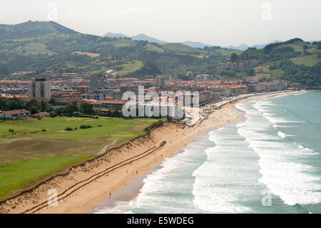 View along the beach Zarautz , Gipuzkoa,  Basque Country, Northern Spain, Europe Stock Photo