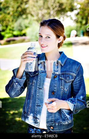 Woman with cold drink Stock Photo