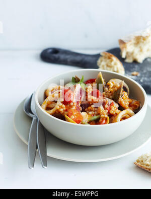 Tuna pearl couscous Stock Photo