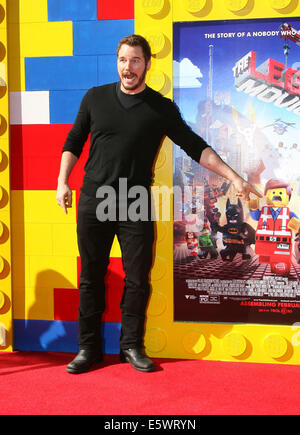 The Los Angeles premiere of 'The Lego Movie' Featuring: Chris Pratt Where: Los Angeles California United States When: 01 Feb 2014 Stock Photo