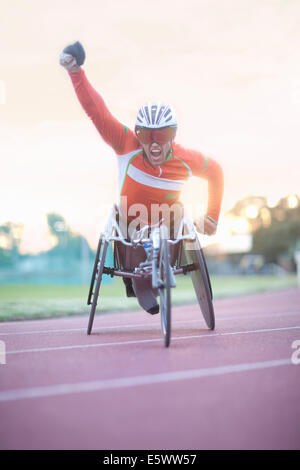 Winning athlete in para-athletics competition Stock Photo