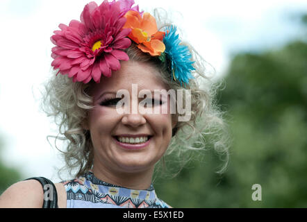 Woman with flowers in her hair Stock Photo