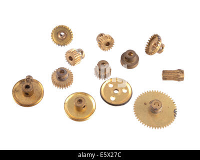 Gear wheels and cogs on a white background. Stock Photo