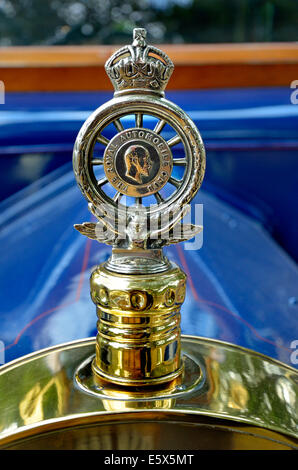 Royal Automobile Club hood ornament with head of Edward VIII on the bonnet of a vintage car Stock Photo