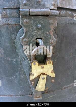 Old closed padlock iron Bauls Stock Photo