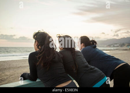 Joggers enjoying view on beach Stock Photo