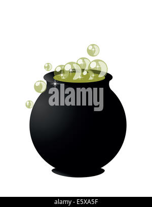Witch’s cauldron on pot on halloween on white background Stock Photo