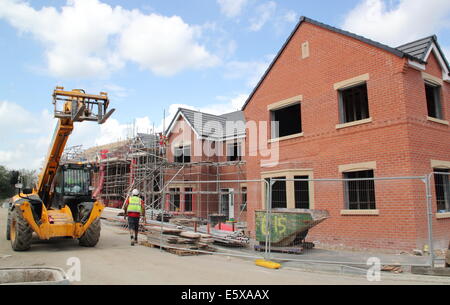 New homes constructed on UK building site, Derbyshire, Britain - summer Stock Photo