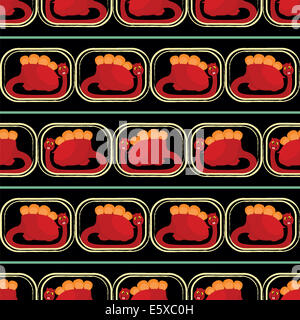 seamless pattern with many  red dinosaur on black background Stock Photo